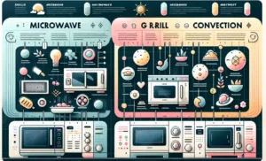 An infographic displaying the different types of microwave ovens_ solo, grill, and convection