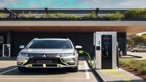 Mitsubishi Outlander PHEV charging at a public charging station