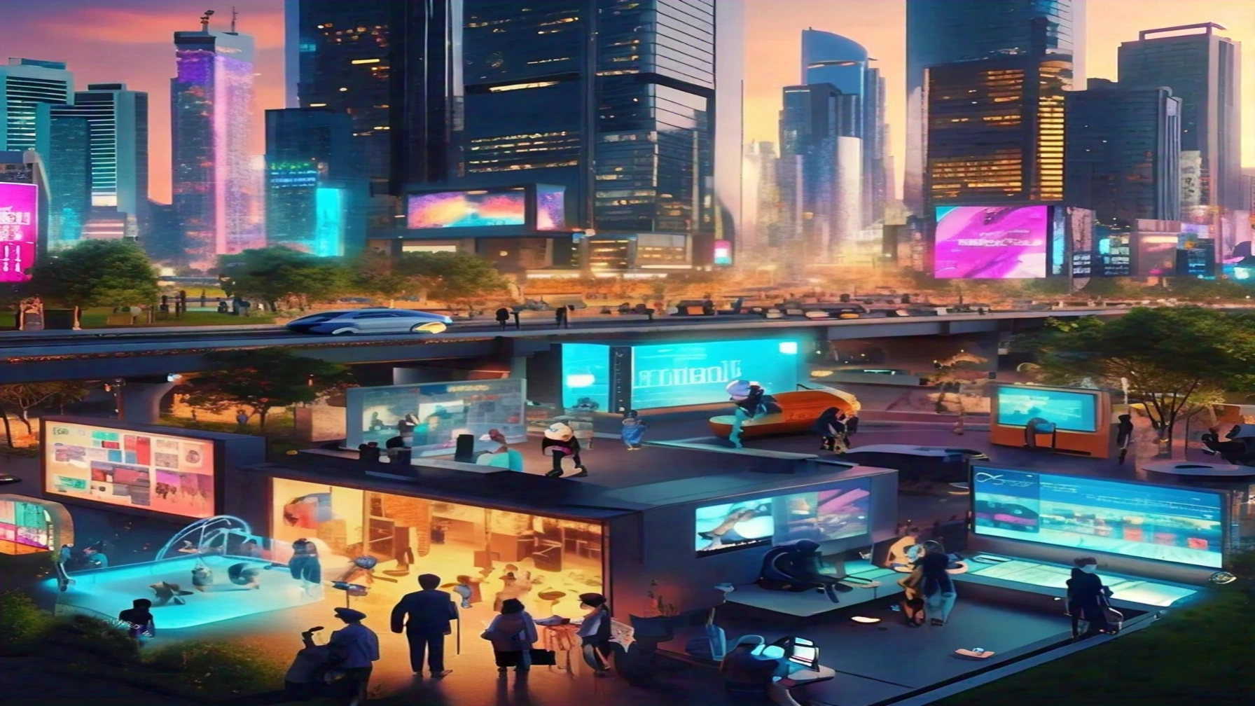 A Futuristic City with Universal Basic Income Implementation