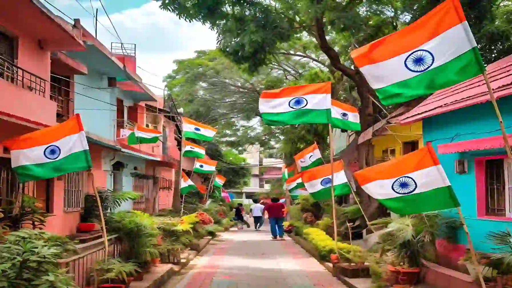 Neighborhood Pride with Har Ghar Tiranga Flags