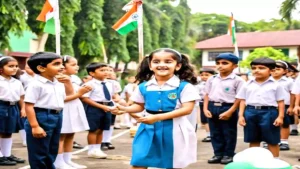 Students Celebrating Har Ghar Tiranga in Uniform