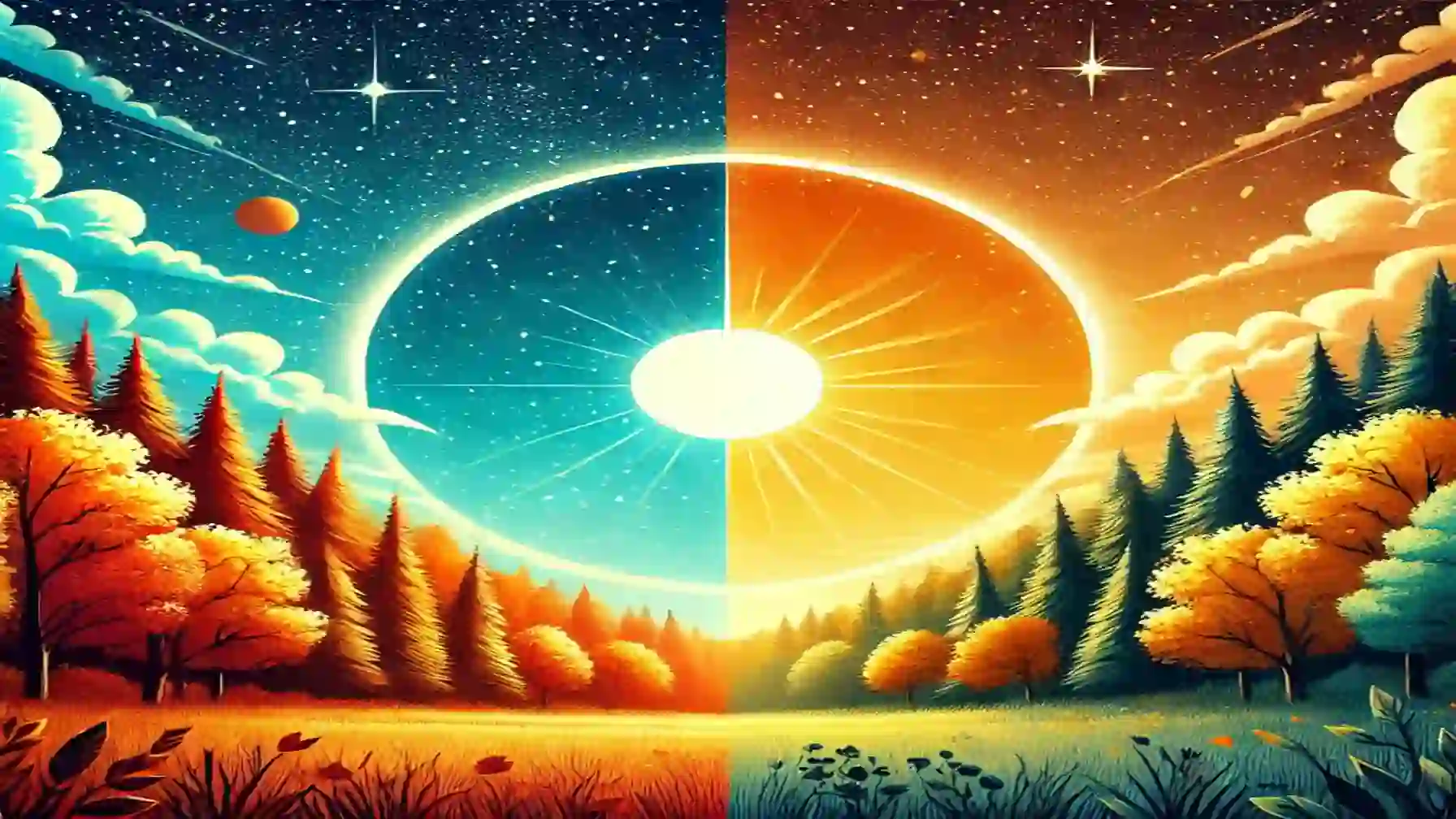 Autumn Equinox Day to Night Transition