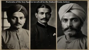 Portraits of the key figures involved in the Kakori Train Action