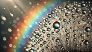 Rainbow Reflections Through Water Droplets